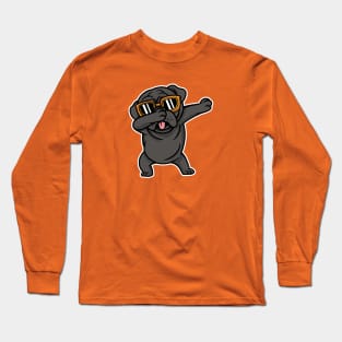 Cool Dabbing Black Pug with Sunglasses Long Sleeve T-Shirt